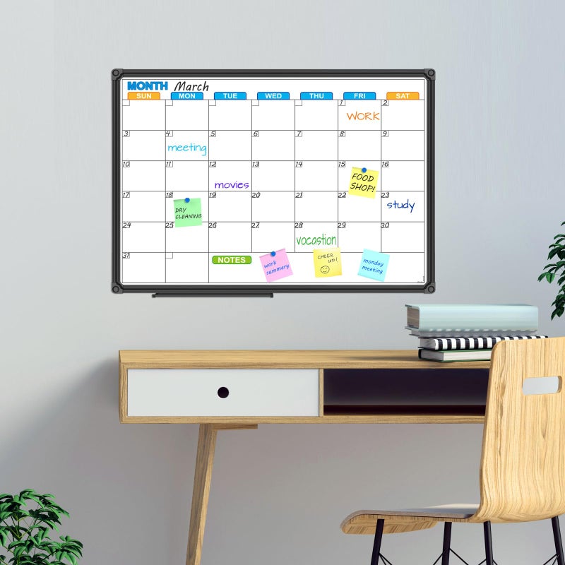 JILoffice Dry Erase Calendar Whiteboard - Magnetic White Board Calendar Monthly 24 X 18 Inch, Black Aluminium Frame Wall Mounted Board for Office Home and School - Image 5